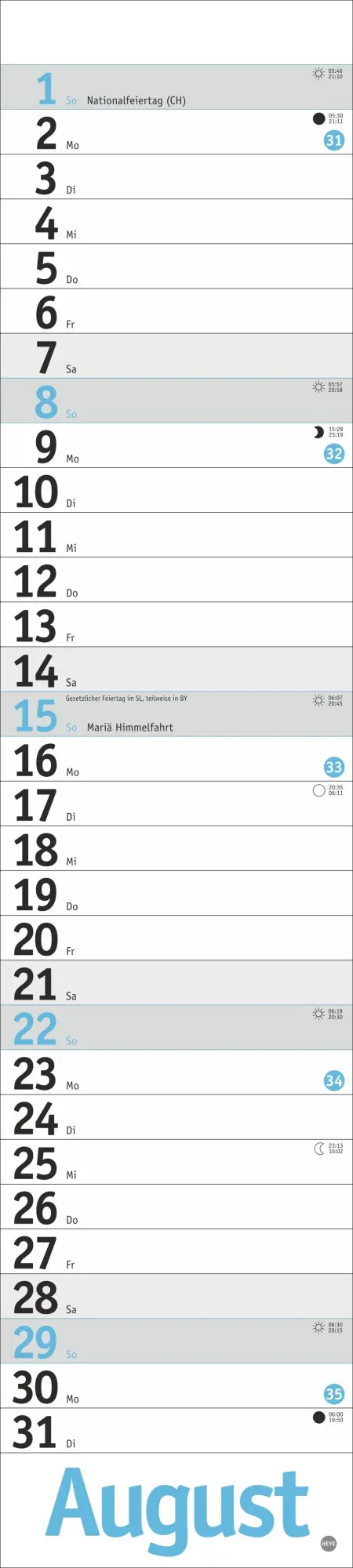 Bild: 9783756416608 | Langplaner, hellblau 2027 | Kalender | Bürokalender Heye | 13 S.