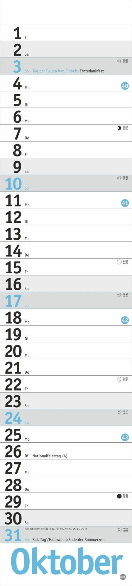 Bild: 9783756416608 | Langplaner, hellblau 2027 | Kalender | Bürokalender Heye | 13 S.