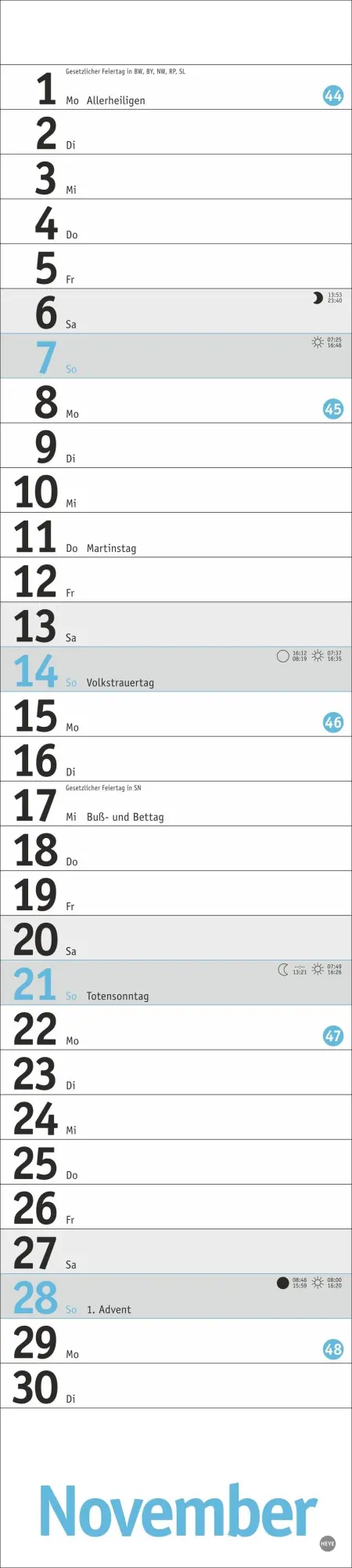 Bild: 9783756416608 | Langplaner, hellblau 2027 | Kalender | Bürokalender Heye | 13 S.
