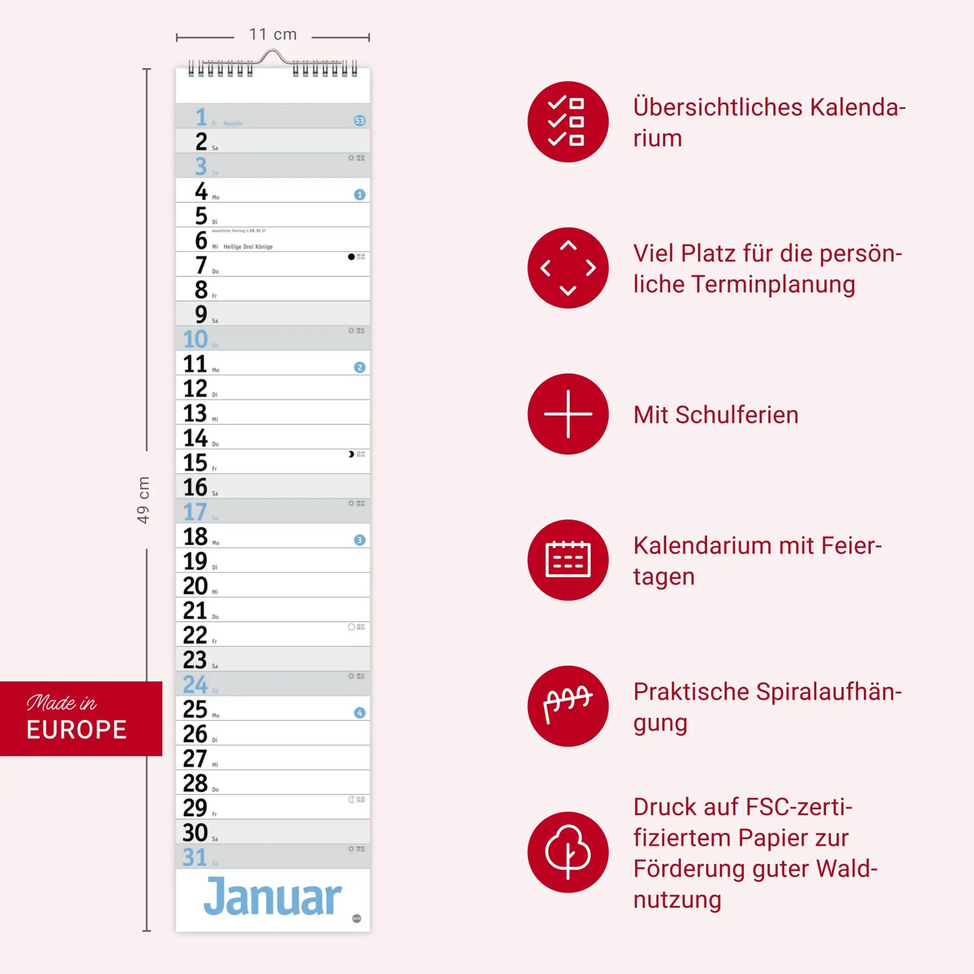 Bild: 9783756416608 | Langplaner, hellblau 2027 | Kalender | Bürokalender Heye | 13 S.