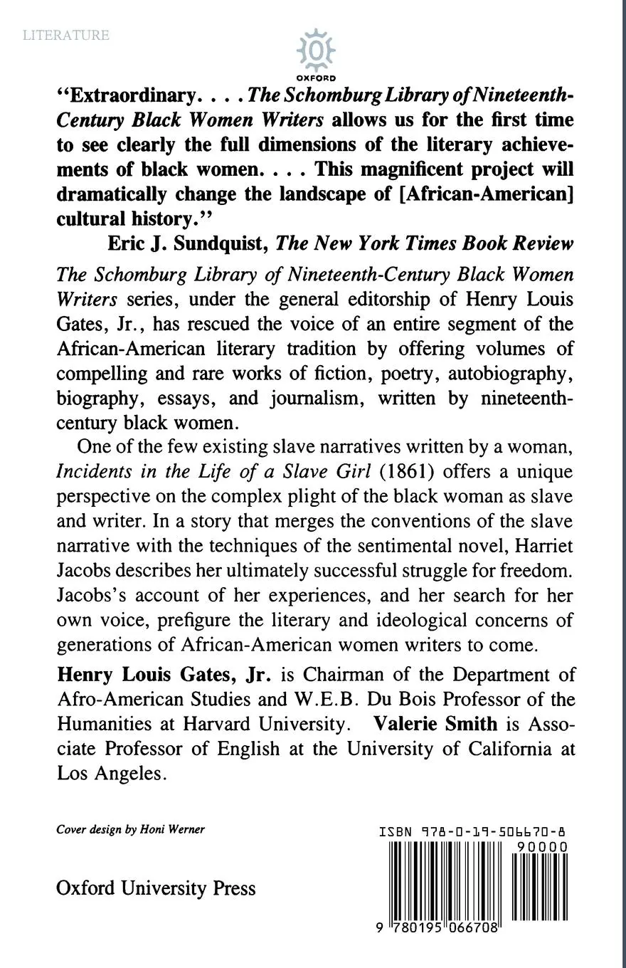 Rückseite: 9780195066708 | The Incidents in the Life of a Slave Girl | Harriet Ann Jacobs | Buch