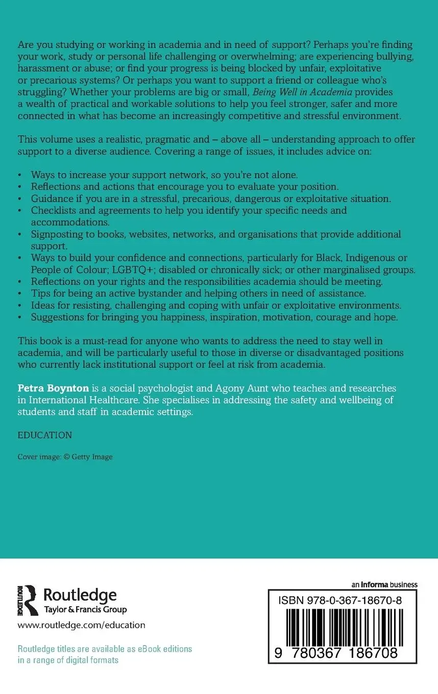 Rückseite: 9780367186708 | Being Well in Academia | Petra Boynton | Taschenbuch | Englisch | 2020