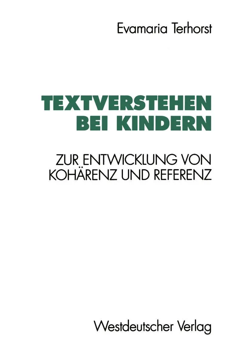 Cover: 9783531126708 | Textverstehen bei Kindern | Zur Entwicklung von Kohärenz und Referenz