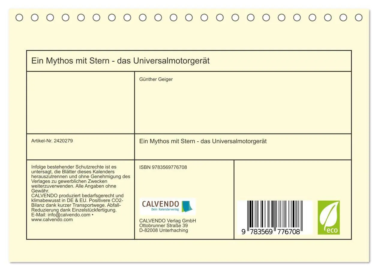 Bild: 9783569776708 | Ein Mythos mit Stern - das Universalmotorgerät (Tischkalender 2027...