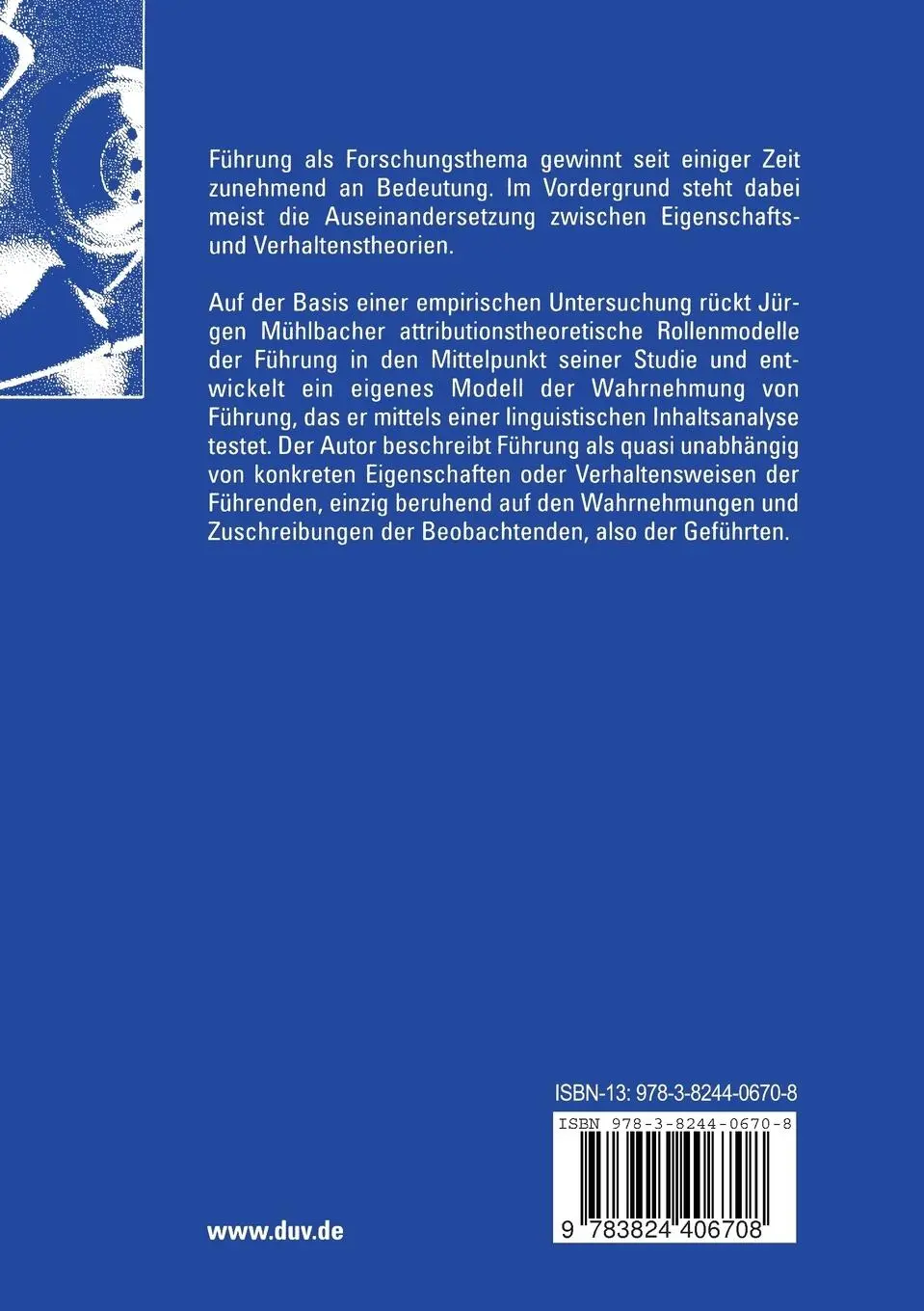 Rückseite: 9783824406708 | Rollenmodelle der Führung | Jürgen Mühlbacher | Taschenbuch | xiii