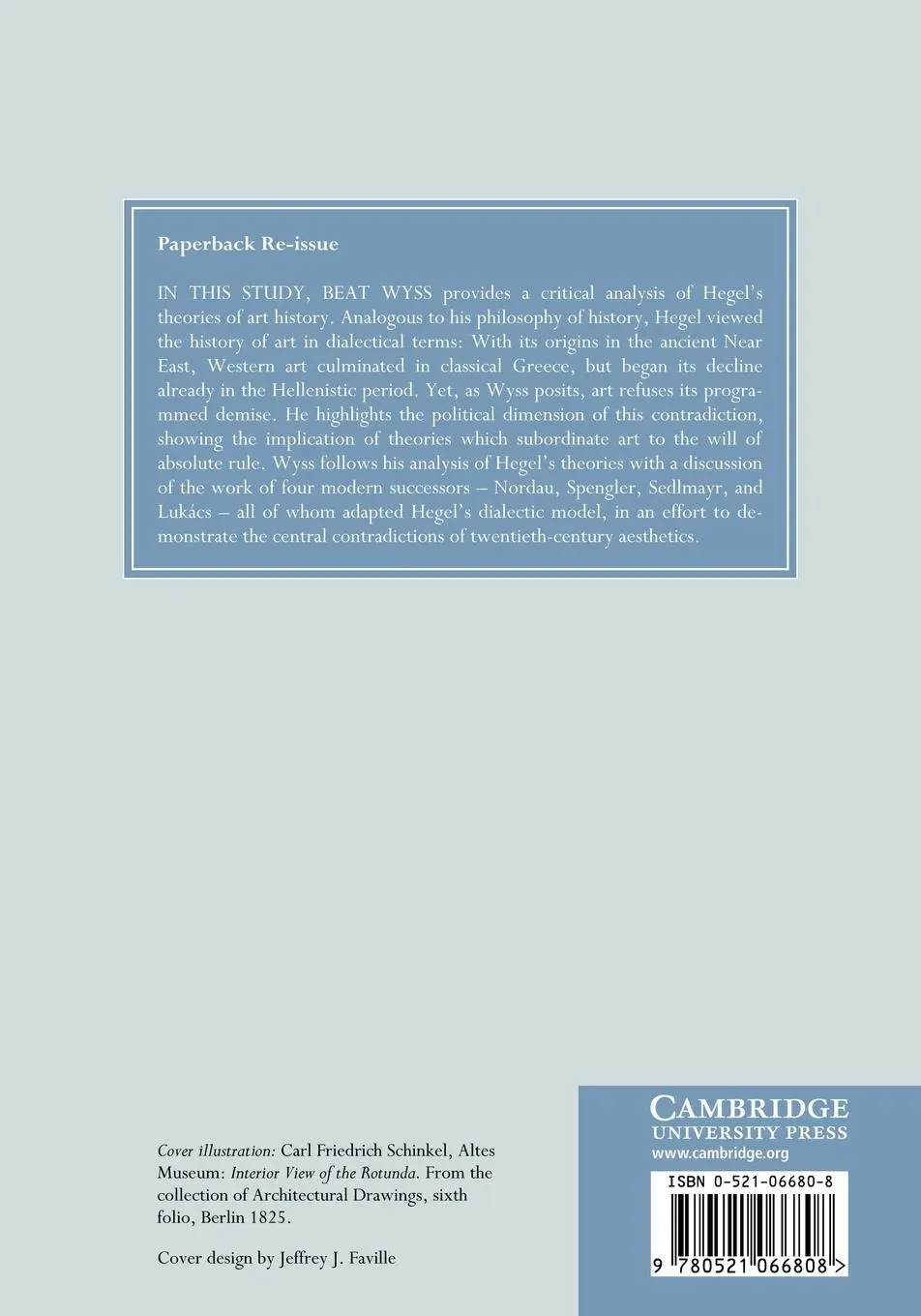 Rückseite: 9780521066808 | Hegel's Art History and the Critique of Modernity | Beat Wyss | Buch
