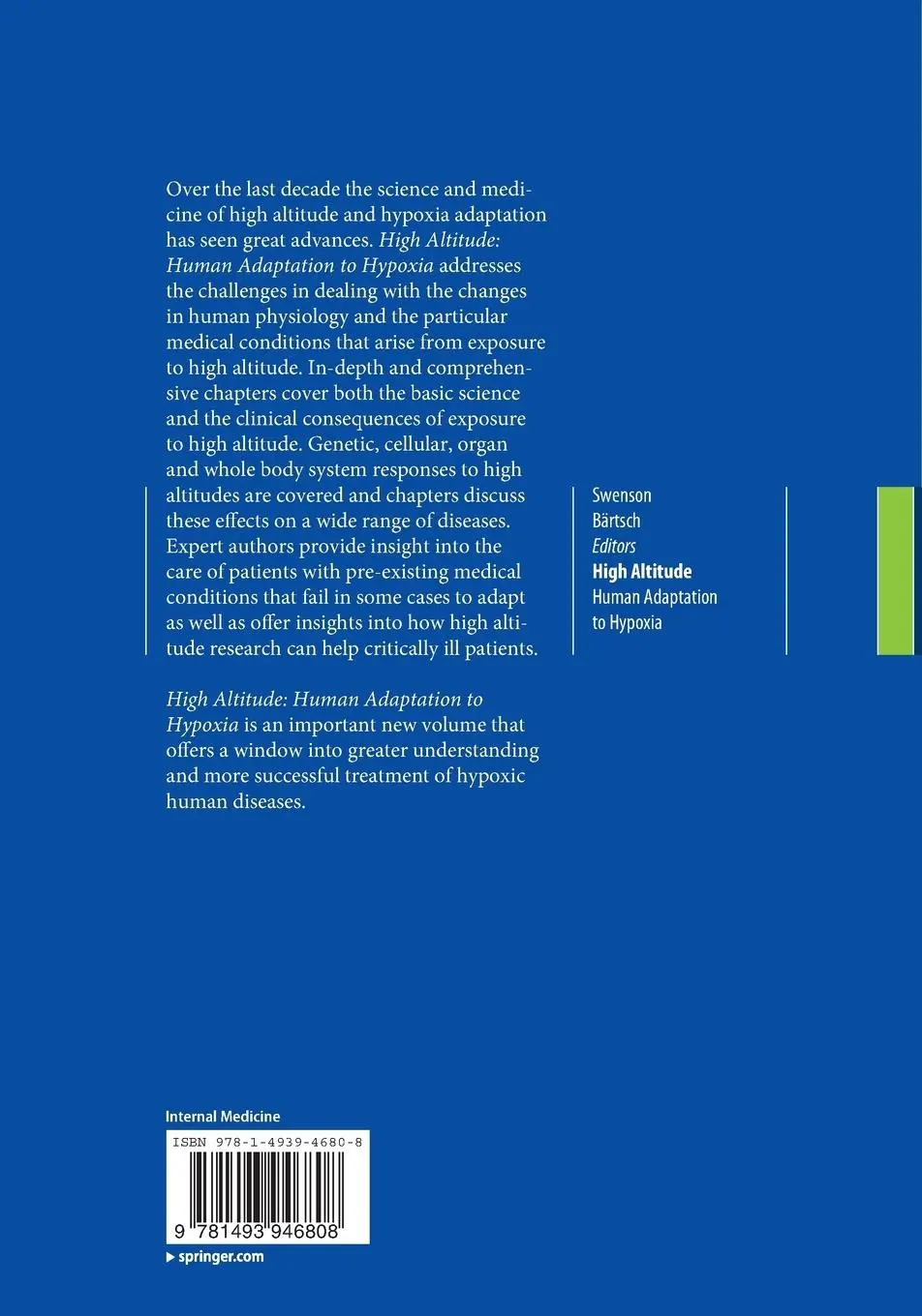 Rückseite: 9781493946808 | High Altitude | Human Adaptation to Hypoxia | Erik R. Swenson (u. a.)