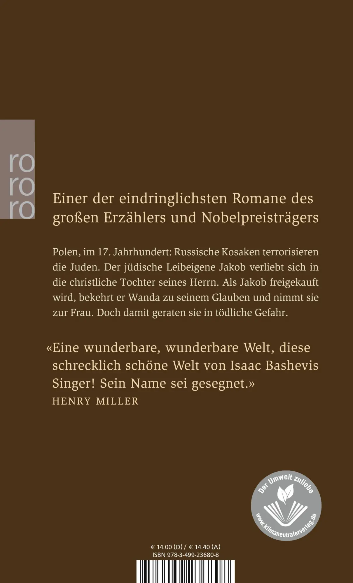 Rückseite: 9783499236808 | Jakob der Knecht | Isaac Bashevis Singer | Taschenbuch | 366 S. | 2004