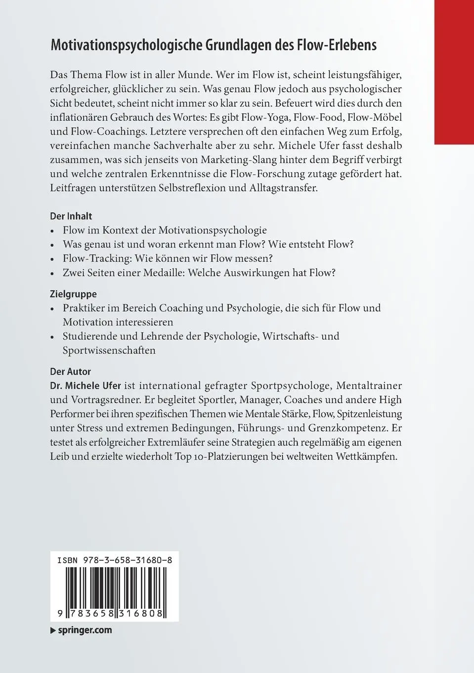 Rückseite: 9783658316808 | Motivationspsychologische Grundlagen des Flow-Erlebens | Michele Ufer