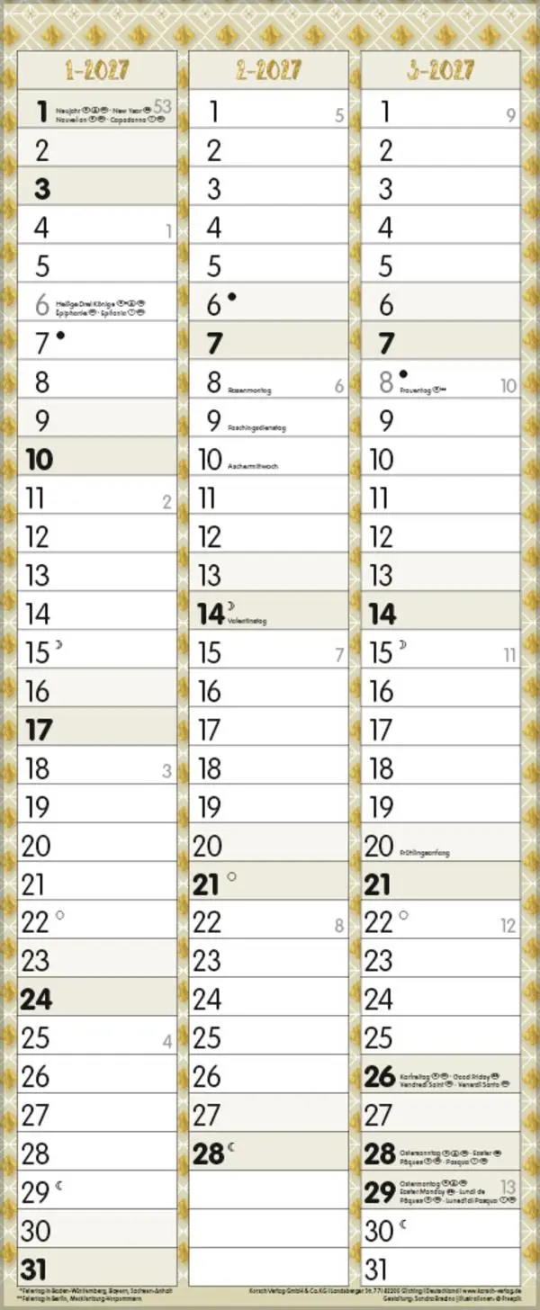 Bild: 9783731886808 | Familientimer Glamour your Time 2026 | Verlag Korsch | Kalender | 2027
