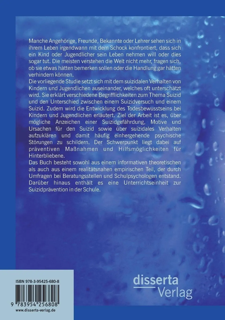 Rückseite: 9783954256808 | Todessehnsucht bei Kindern und Jugendlichen: Prävention und Hilfen...