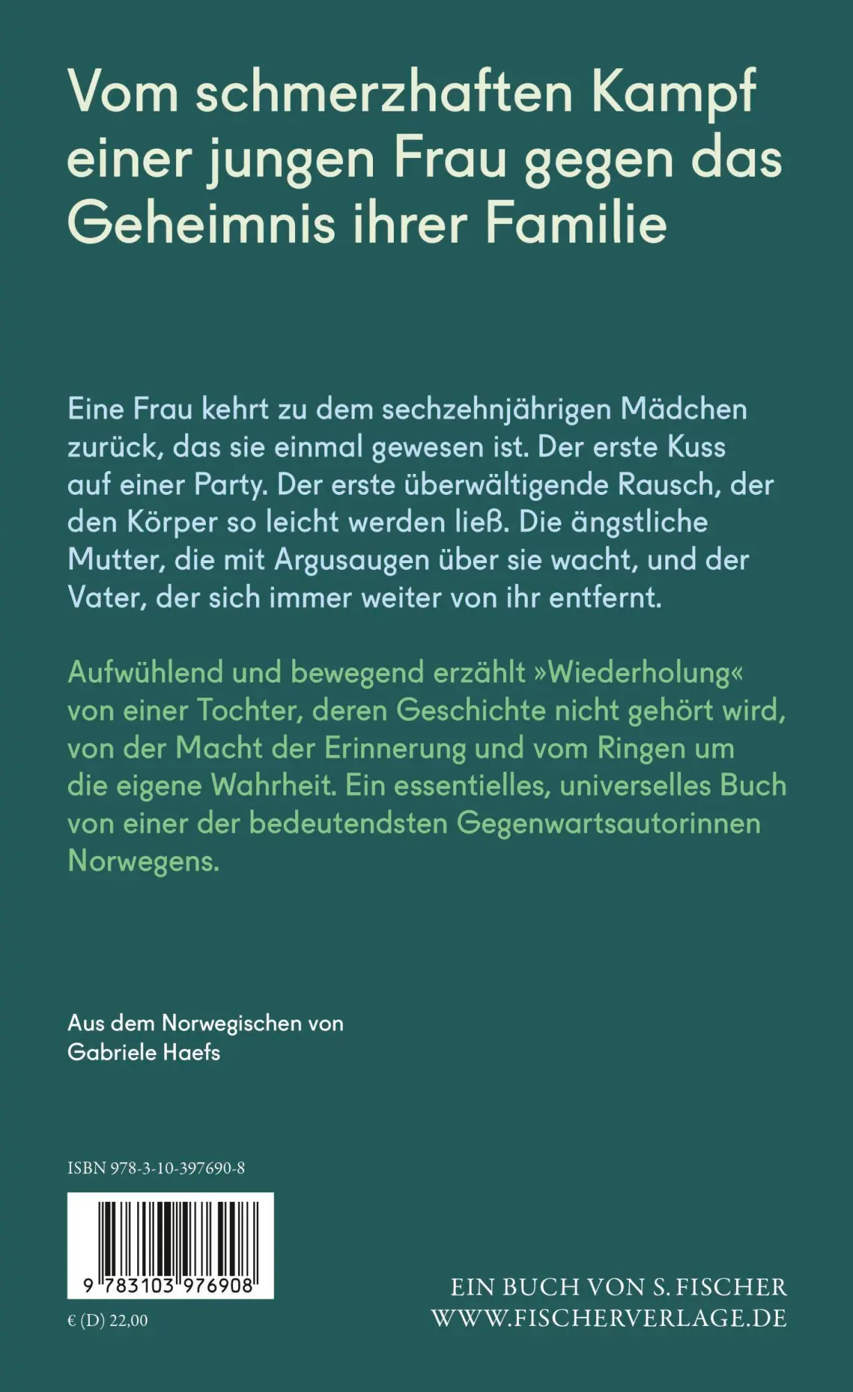 Rückseite: 9783103976908 | Wiederholung | Roman | Vigdis Hjorth | Buch | 160 S. | Deutsch | 2025