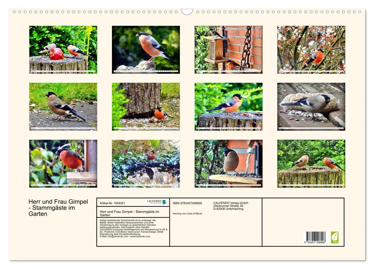 Bild: 9783457406908 | Herr und Frau Gimpel - Stammgäste im Garten (Wandkalender 2026 DIN...