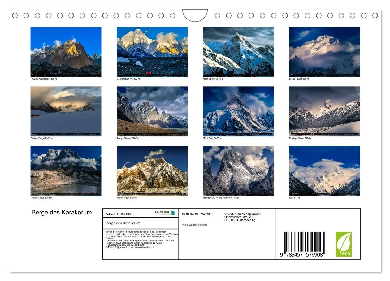 Bild: 9783457576908 | Berge des Karakorum (Wandkalender 2026 DIN A4 quer), CALVENDO...