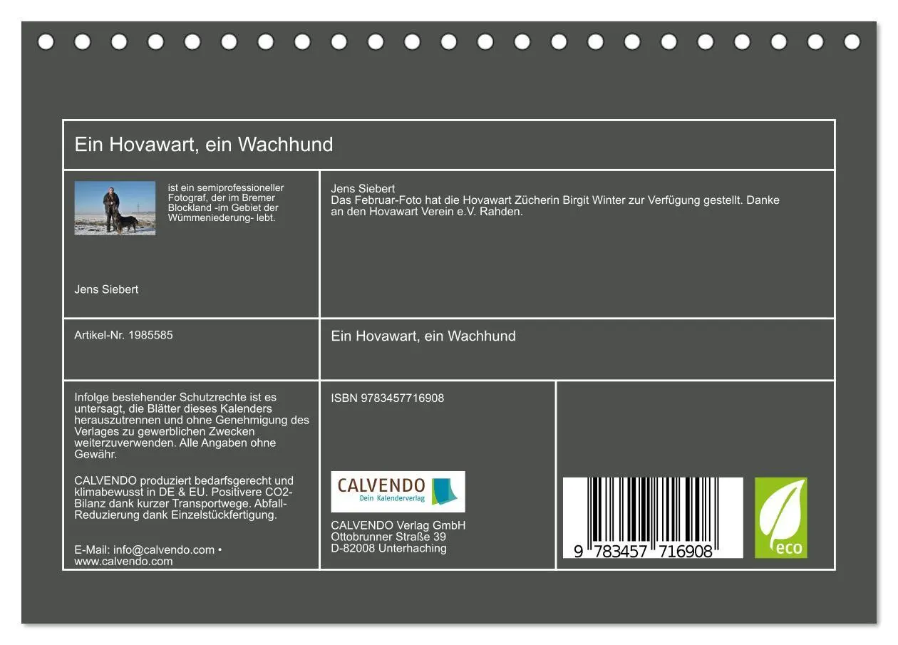 Bild: 9783457716908 | Ein Hovawart, ein Wachhund (Tischkalender 2026 DIN A5 quer),...