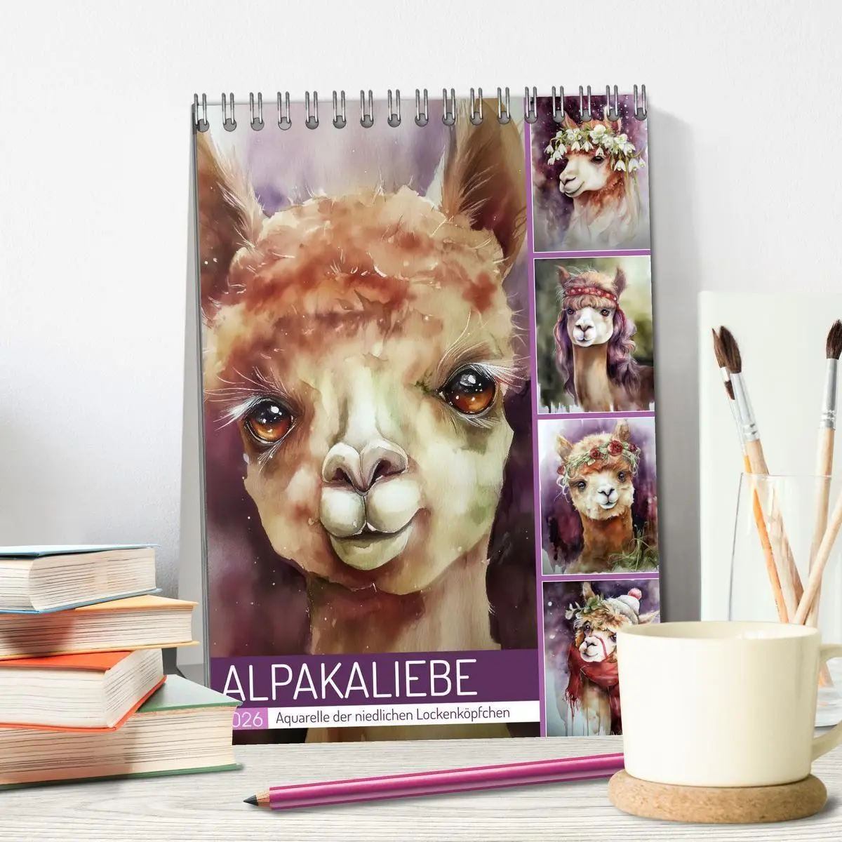 Bild: 9783516736908 | Alpakaliebe (Tischkalender 2026 DIN A5 hoch), CALVENDO Monatskalender