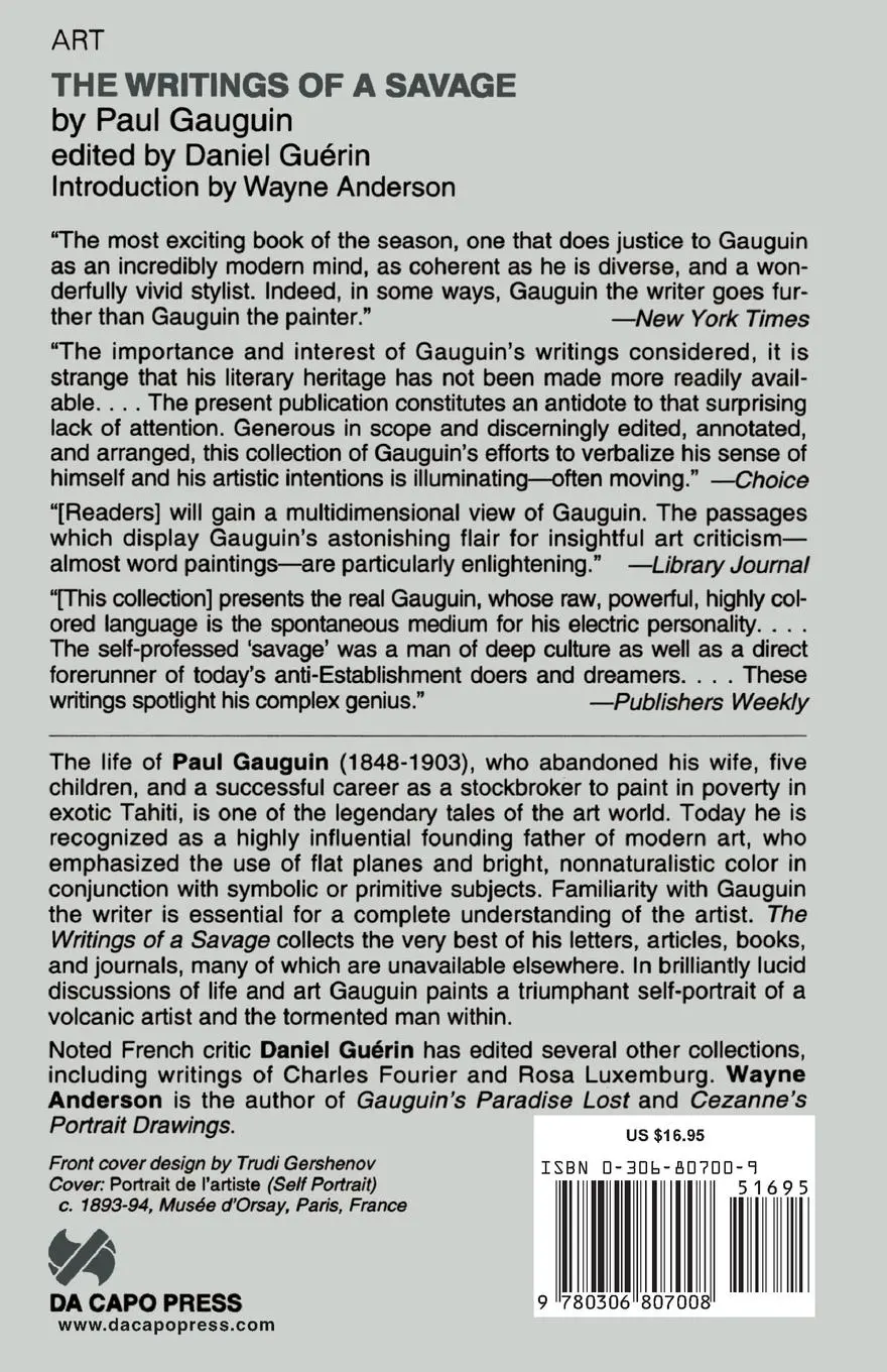 Rückseite: 9780306807008 | Writings of a Savage PB | Paul Gaugin | Taschenbuch | Englisch | 1996