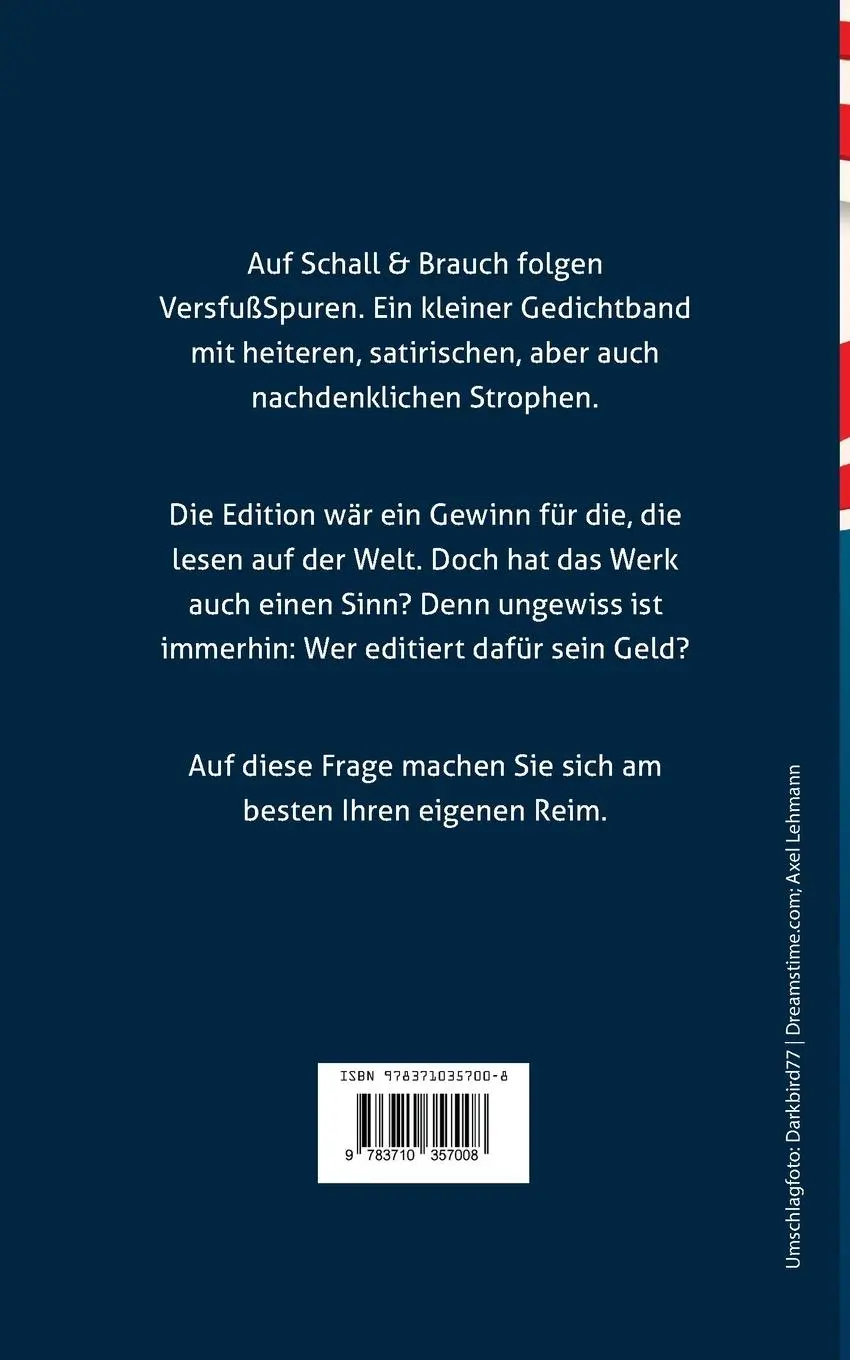 Rückseite: 9783710357008 | VersfußSpuren | Axel Lehmann | Taschenbuch | 102 S. | Deutsch | 2023