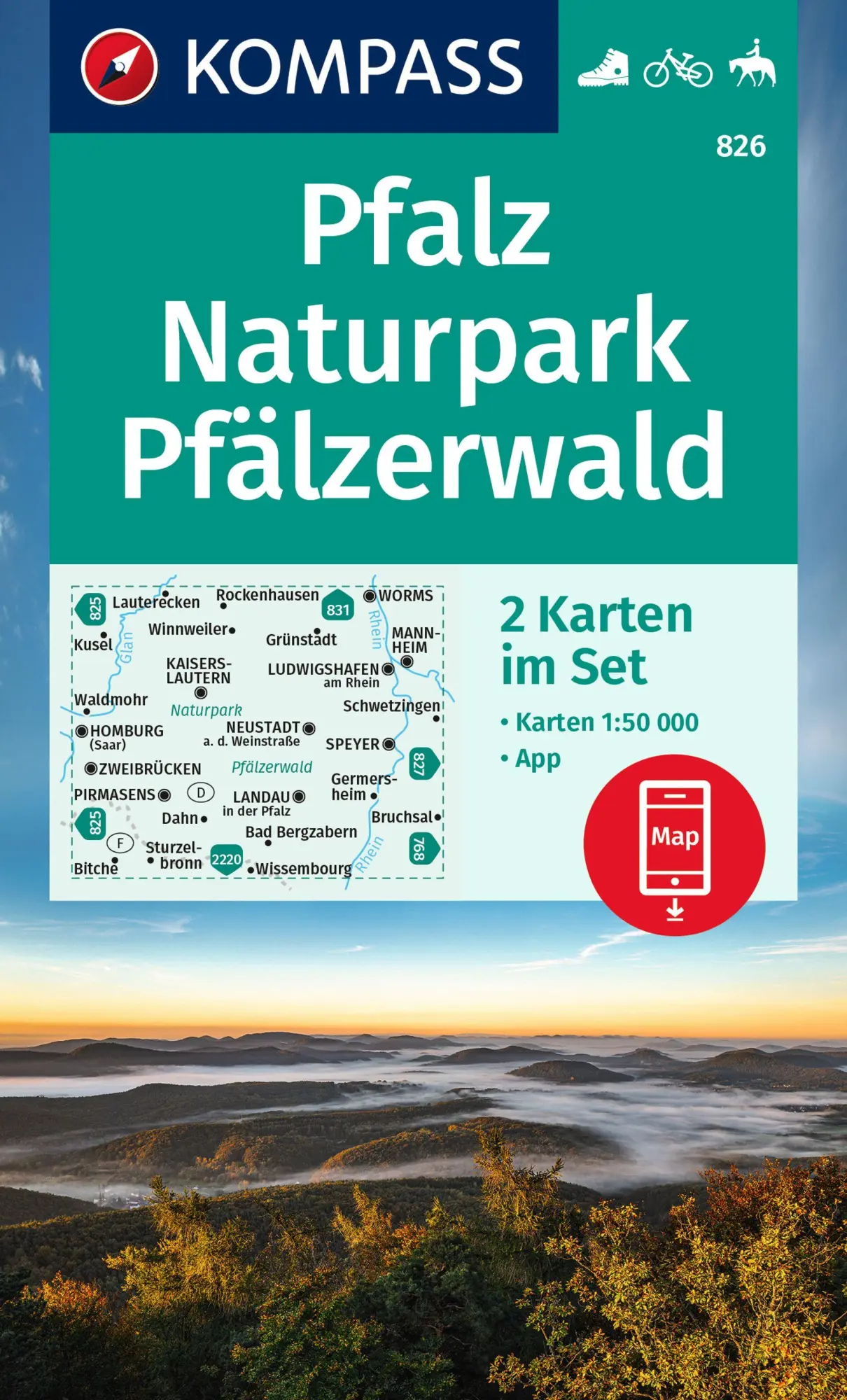 Cover: 9783991217008 | KOMPASS Wanderkarten-Set 826 Pfalz, Naturpark Pfälzerwald (2...