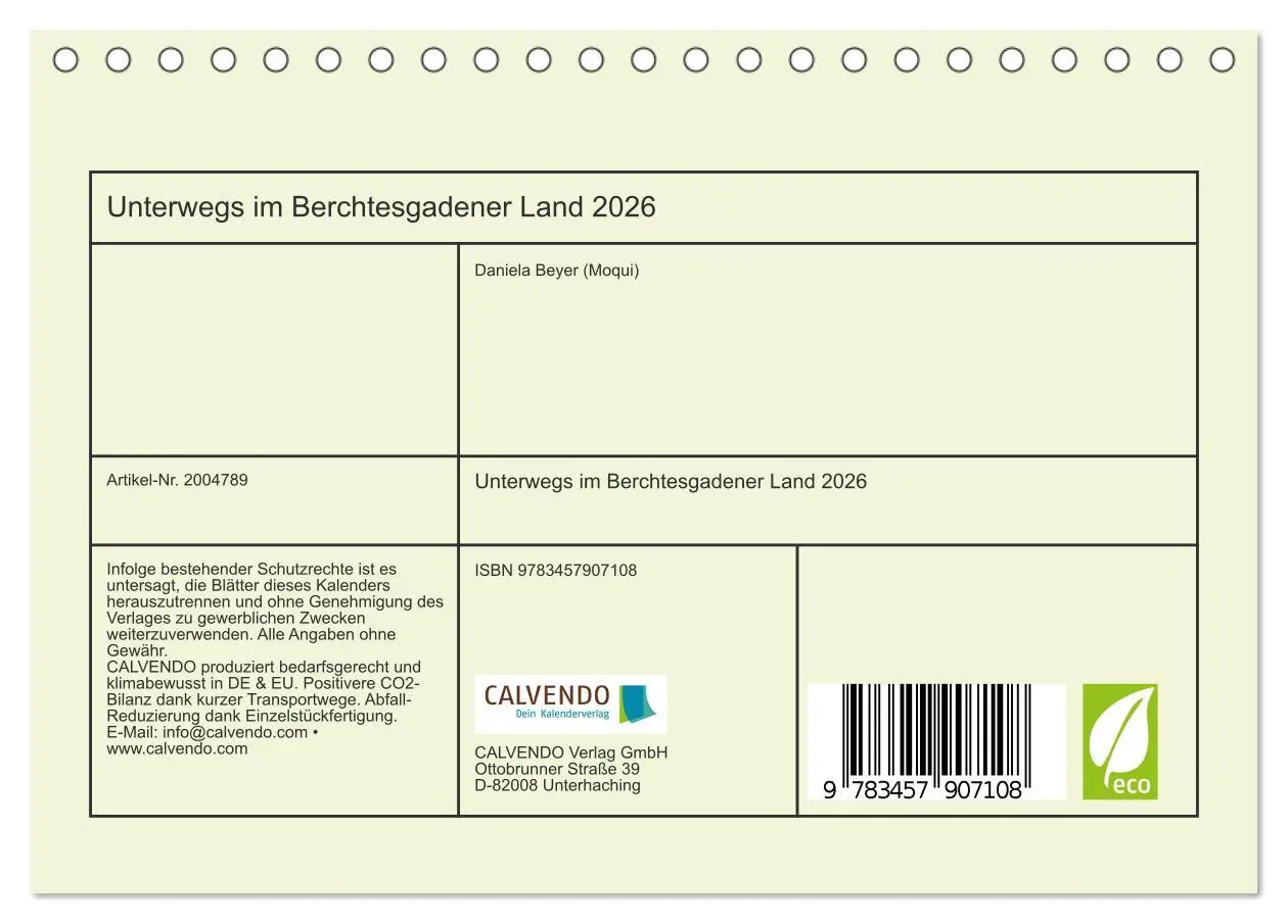 Bild: 9783457907108 | Unterwegs im Berchtesgadener Land 2026 (Tischkalender 2026 DIN A5...