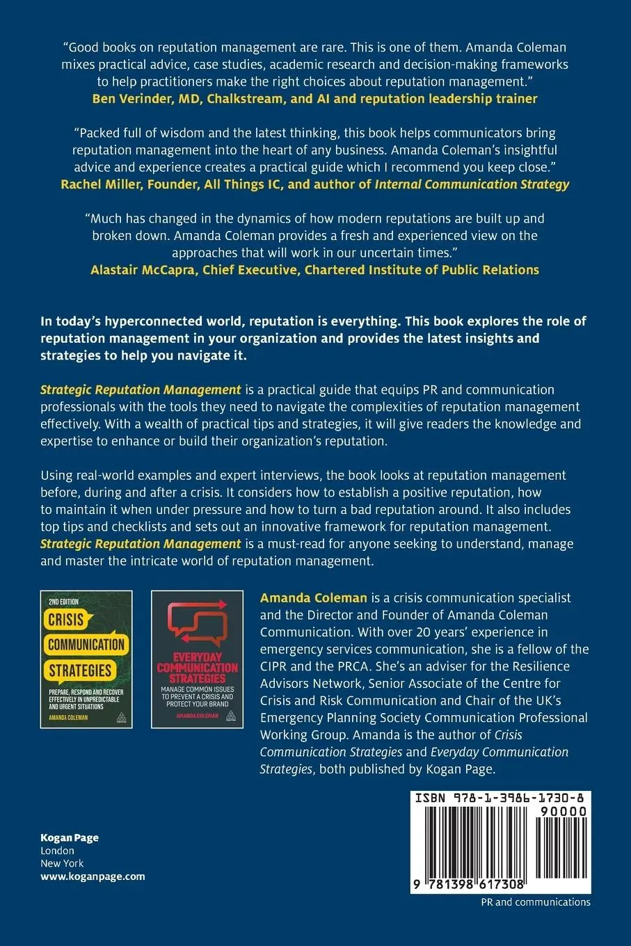 Rückseite: 9781398617308 | Strategic Reputation Management | Amanda Coleman | Taschenbuch | 2024