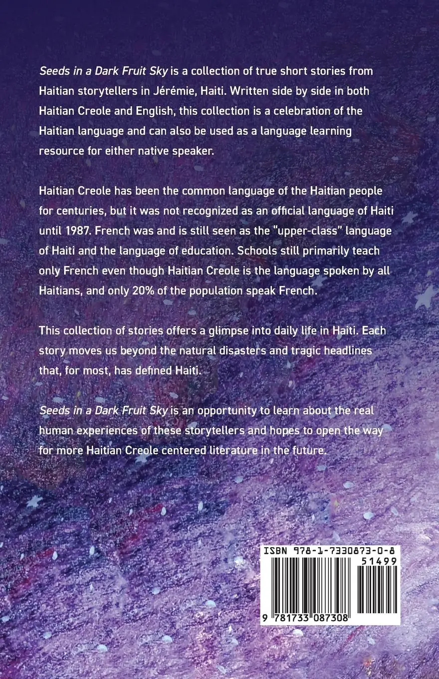 Rückseite: 9781733087308 | Seeds in a Dark Fruit Sky | Short Stories from Haiti | Rosie Alexander