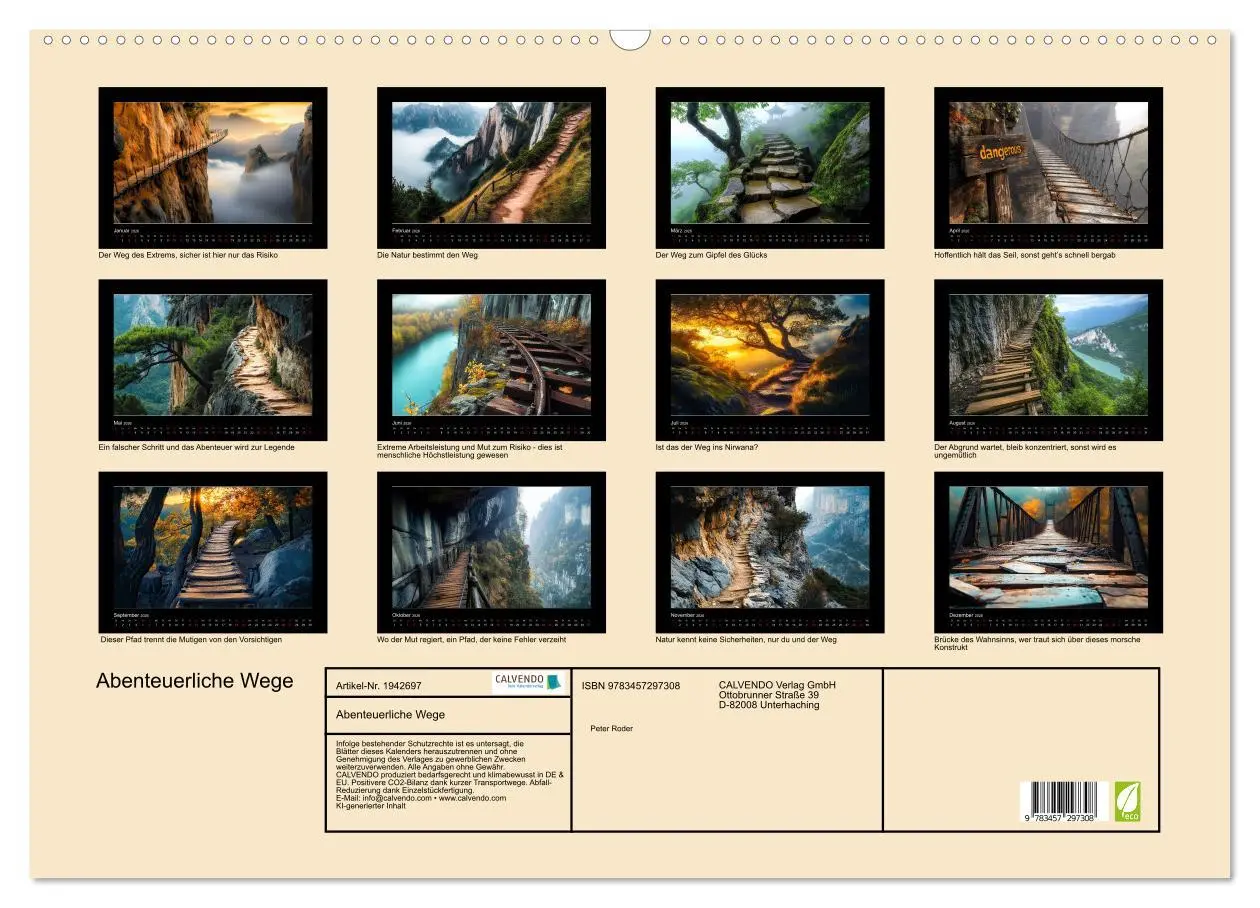 Bild: 9783457297308 | Abenteuerliche Wege (Wandkalender 2026 DIN A2 quer), CALVENDO...