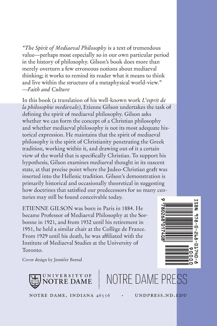 Rückseite: 9780268017408 | Spirit of Mediaeval Philosophy, The | Etienne Gilson | Taschenbuch