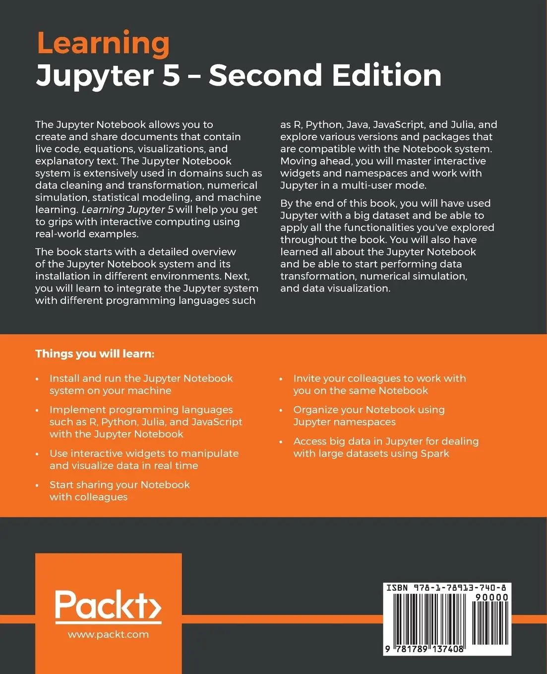 Rückseite: 9781789137408 | Learning Jupyter 5, Second Edition | Dan Toomey | Taschenbuch | 2018