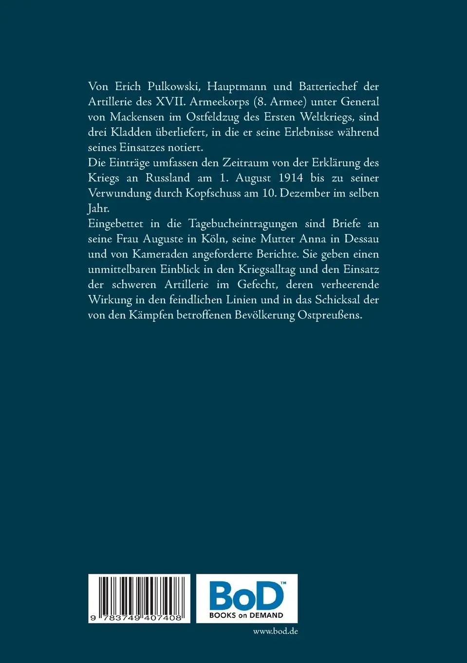 Rückseite: 9783749407408 | Am 10. Dezember in Kiernozia: Kopfschuss | Erich Pulkowski | Buch
