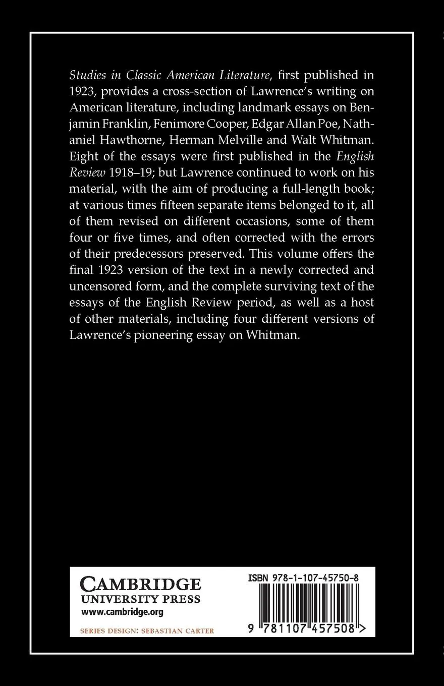 Rückseite: 9781107457508 | Studies in Classic American Literature | D. H. Lawrence | Taschenbuch