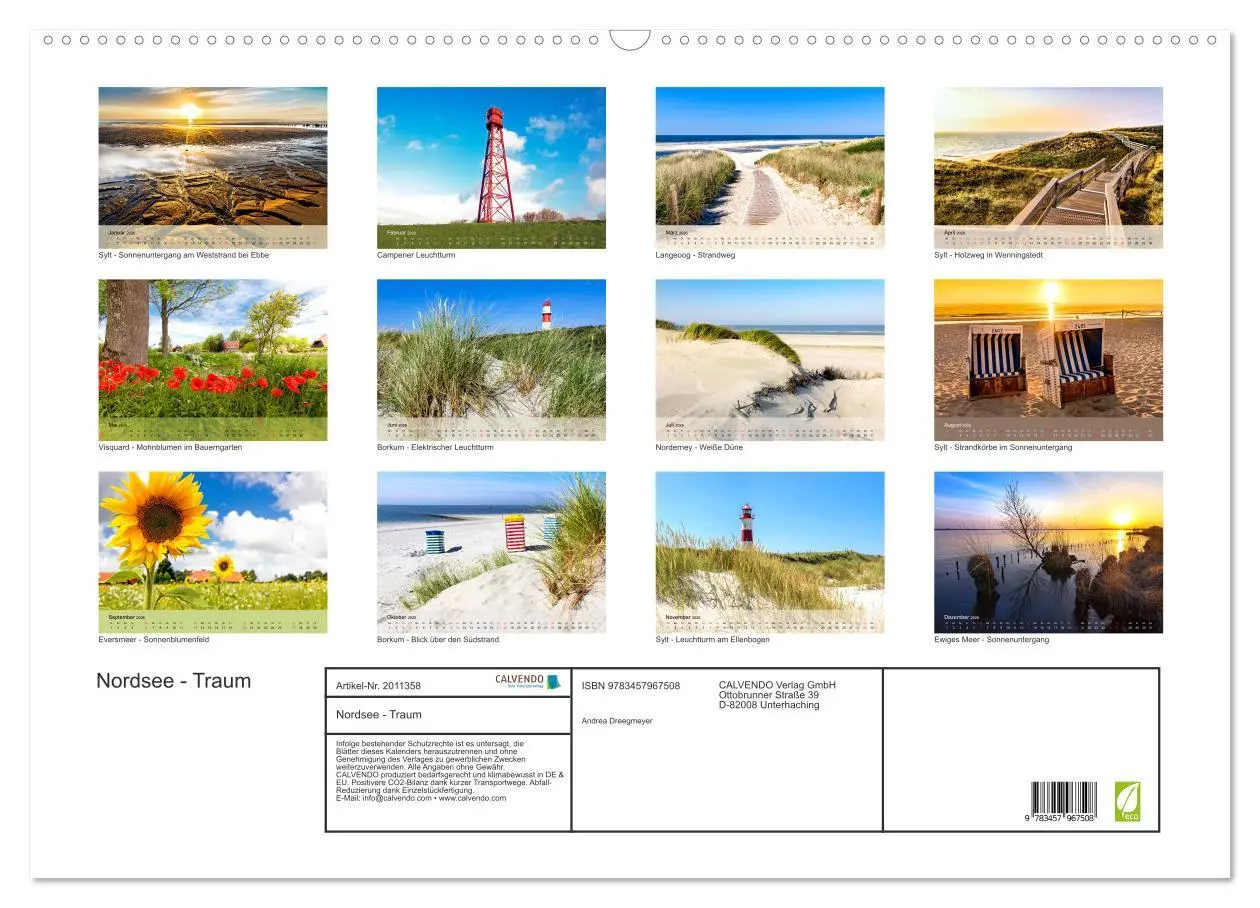 Bild: 9783457967508 | Nordsee - Traum (Wandkalender 2026 DIN A2 quer), CALVENDO...