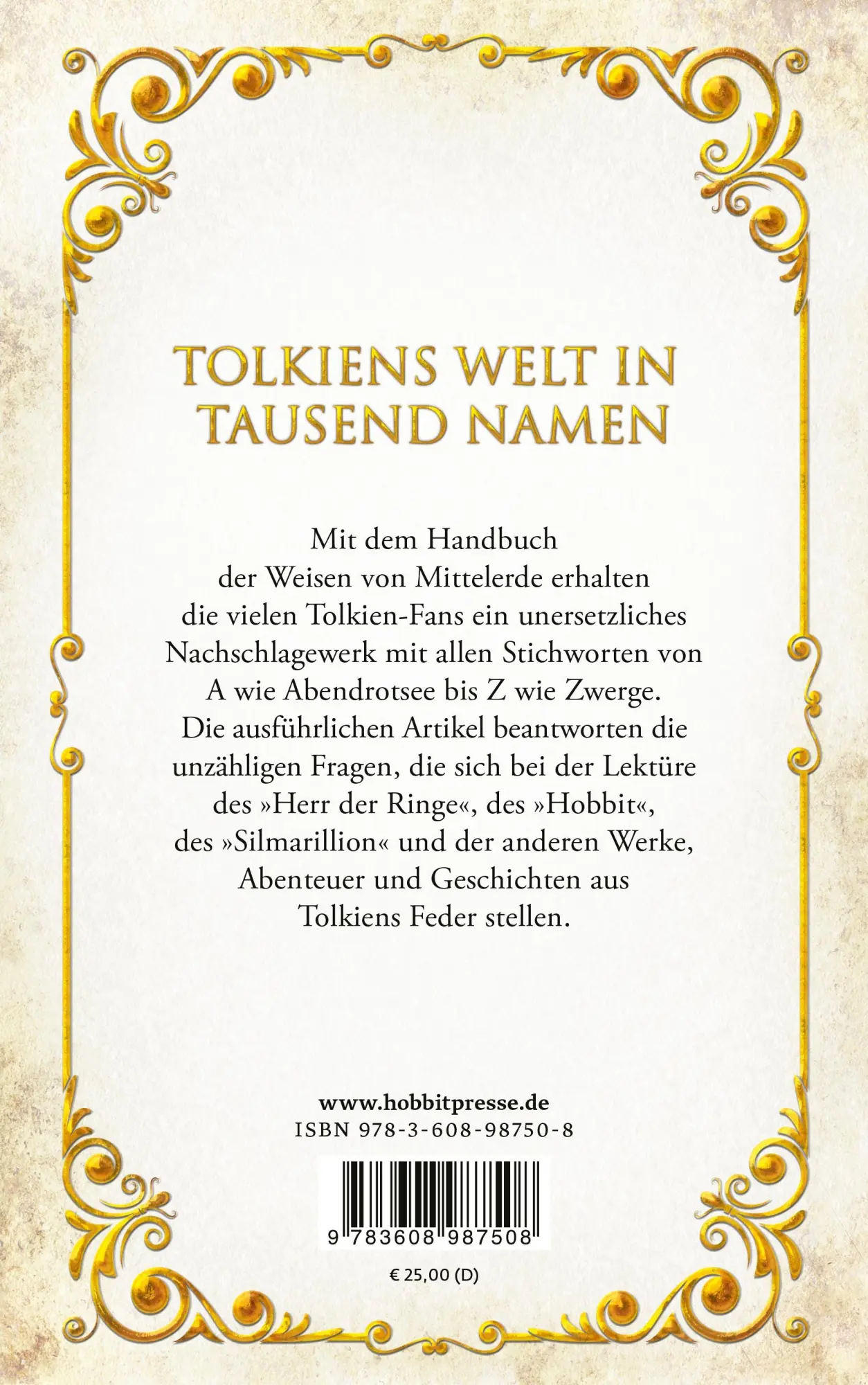 Rückseite: 9783608987508 | Handbuch der Weisen von Mittelerde | Die Tolkien-Enzyklopädie | Krege