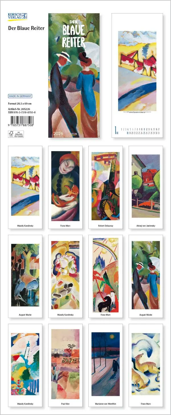 Bild: 9783731887508 | Der Blaue Reiter 2026 | Verlag Korsch | Kalender | Spiralbindung