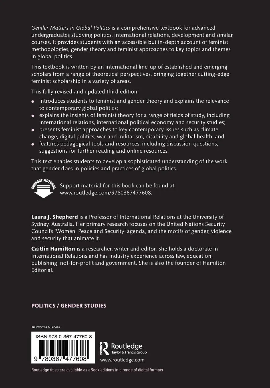 Rückseite: 9780367477608 | Gender Matters in Global Politics | Laura J. Shepherd (u. a.) | Buch