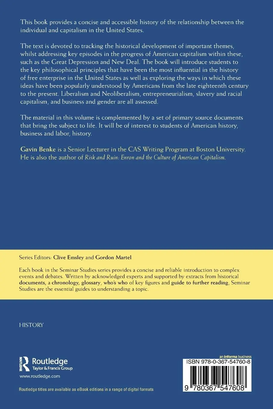 Rückseite: 9780367547608 | Capitalism and Individualism in America | Gavin Benke | Taschenbuch