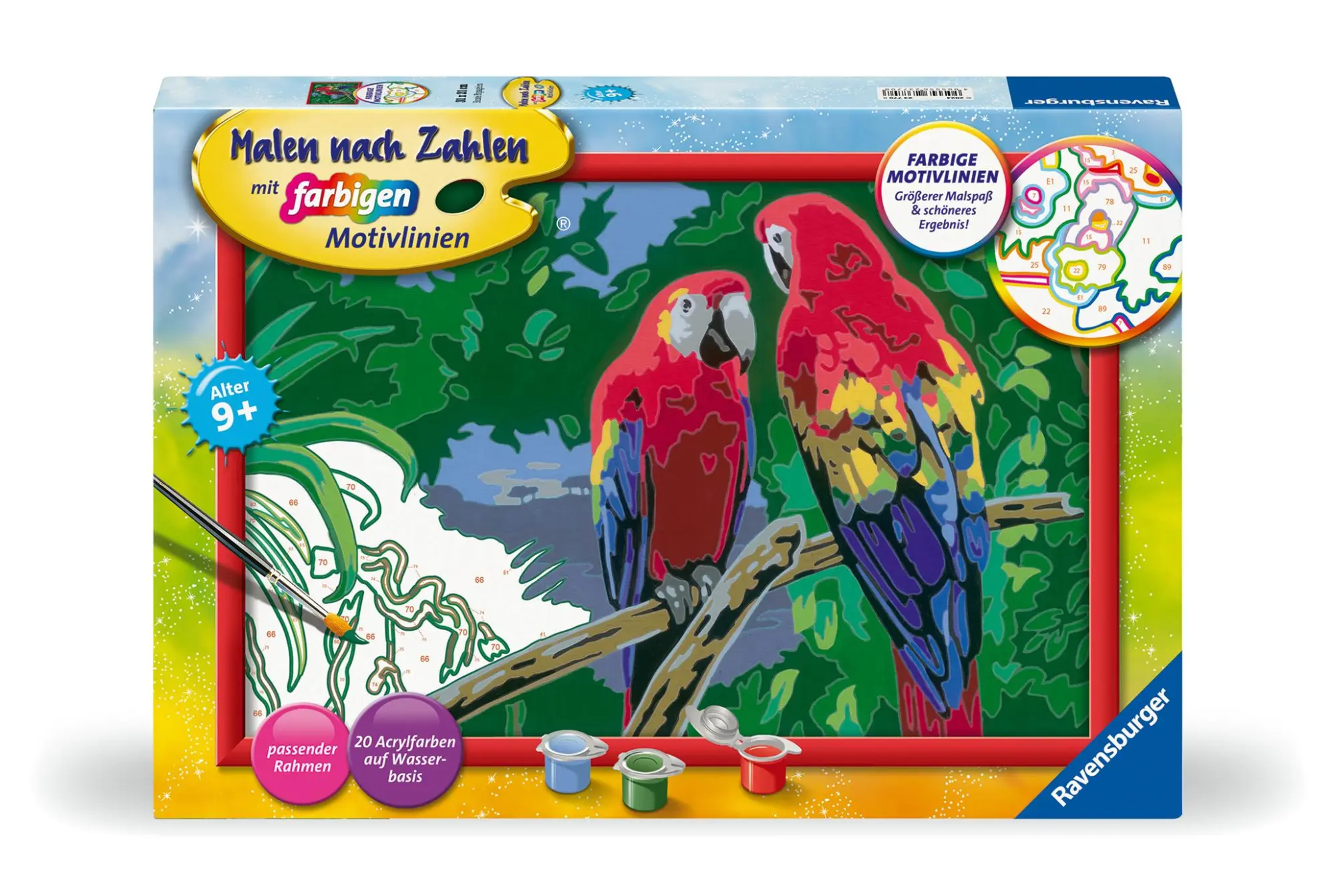 Cover: 4005556237708 | CreArt, Malen nach Zahlen Kinder - Bunte Papageien | Spiel | 23770