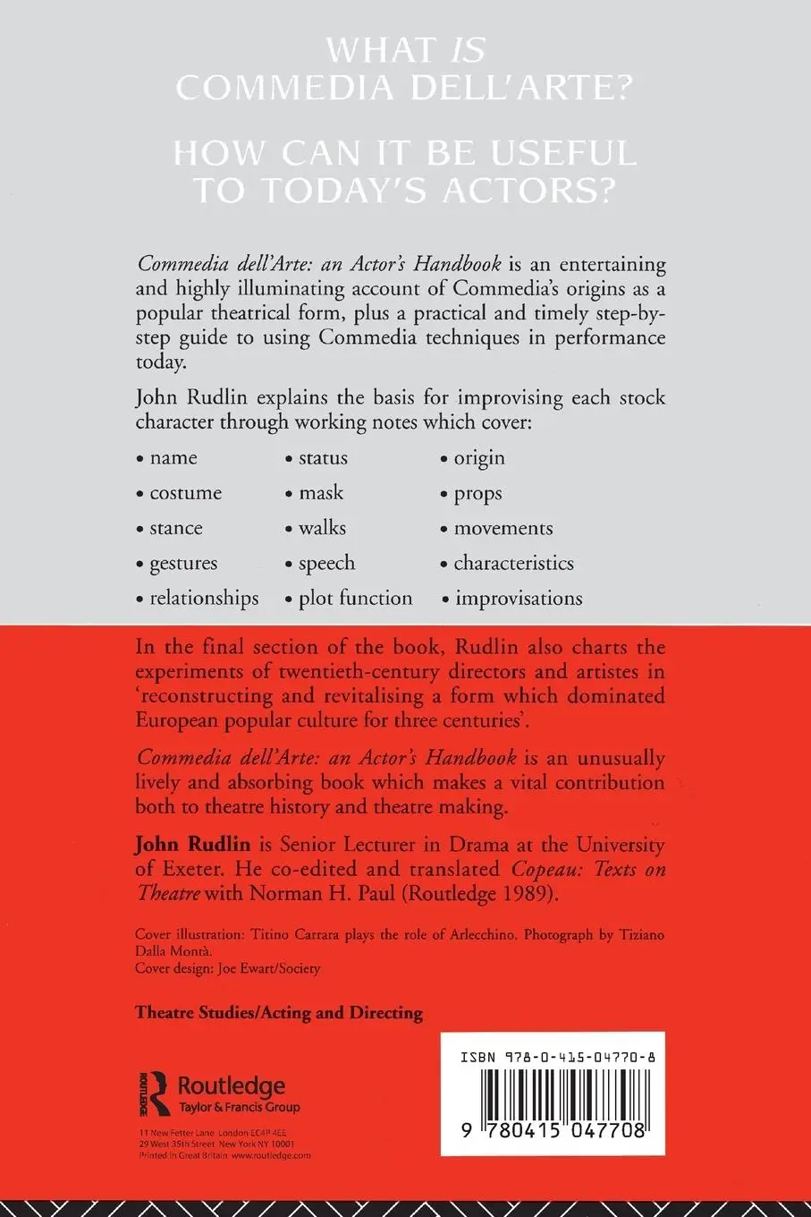 Rückseite: 9780415047708 | Commedia Dell'Arte | An Actor's Handbook | John Rudlin | Taschenbuch