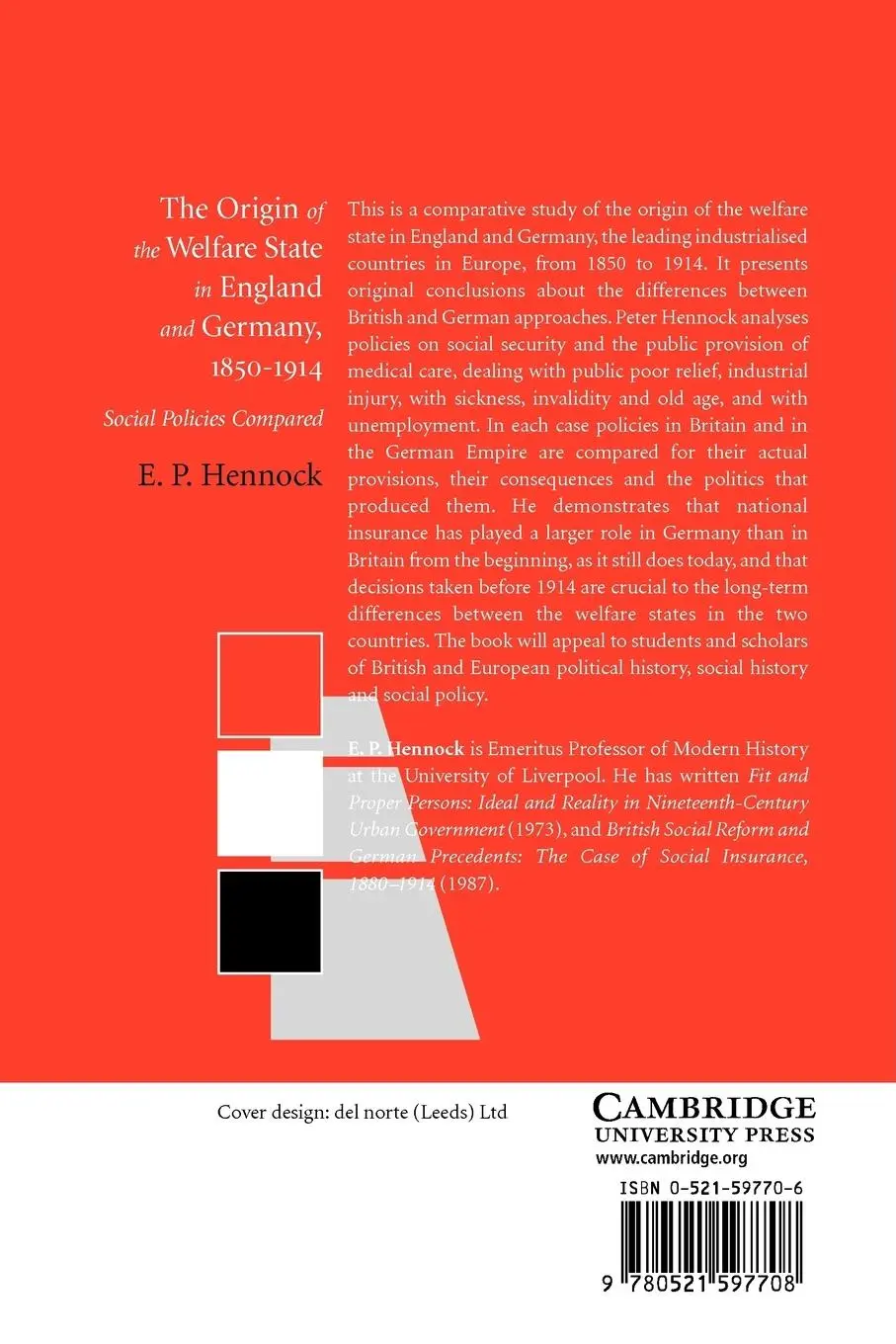 Rückseite: 9780521597708 | The Origin of the Welfare State in England and Germany, 1850-1914