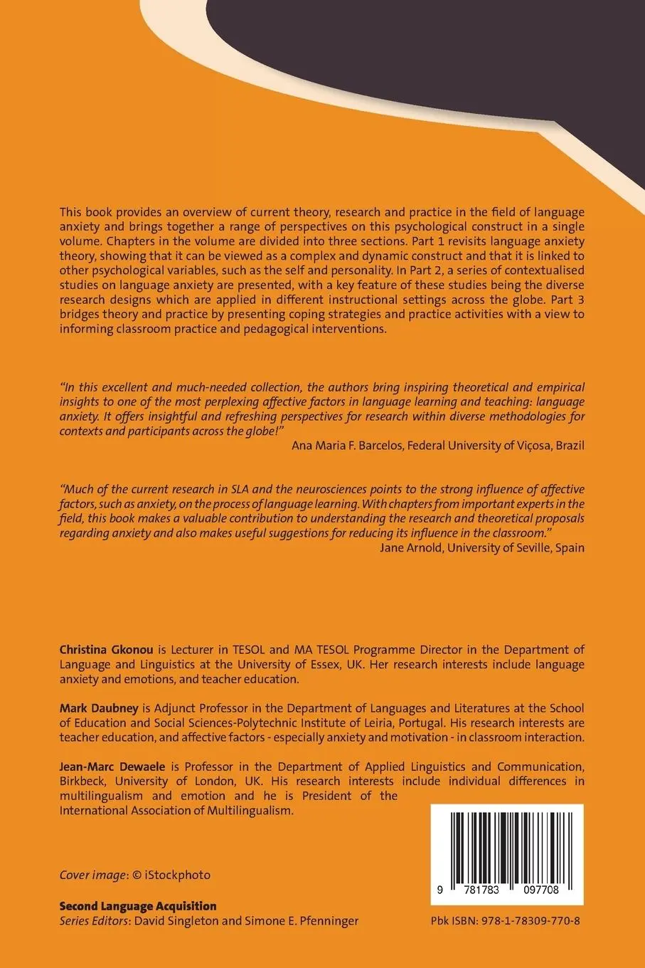 Rückseite: 9781783097708 | New Insights into Language Anxiety | Christina Gkonou (u. a.) | Buch
