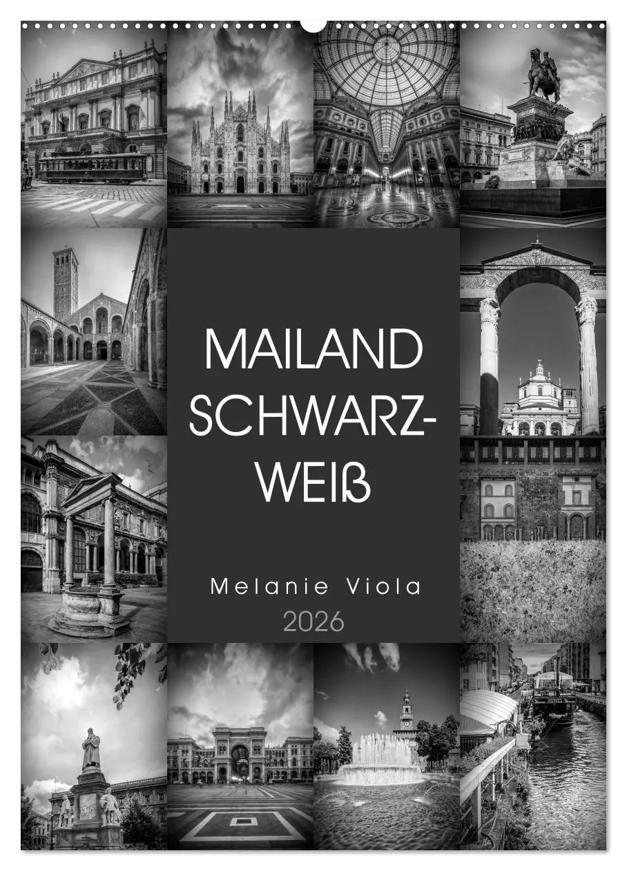 Cover: 9783516417708 | MAILAND SCHWARZWEIß (Wandkalender 2026 DIN A2 hoch), CALVENDO...