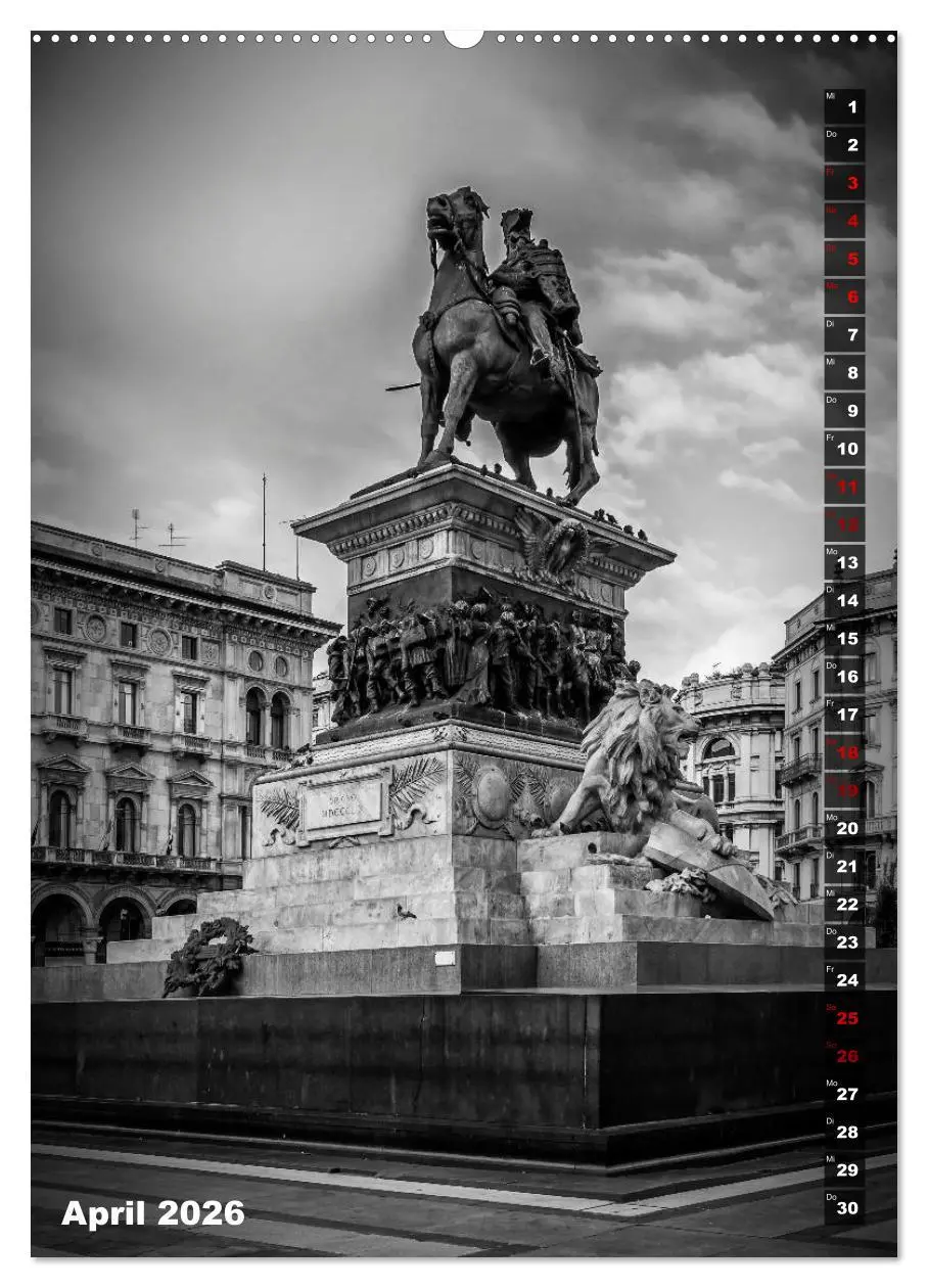 Bild: 9783516417708 | MAILAND SCHWARZWEIß (Wandkalender 2026 DIN A2 hoch), CALVENDO...