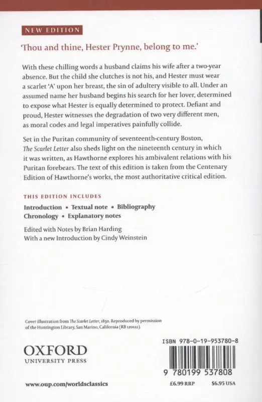 Rückseite: 9780199537808 | The Scarlet Letter | Nathaniel Hawthorne | Taschenbuch | XLVIII | 1998