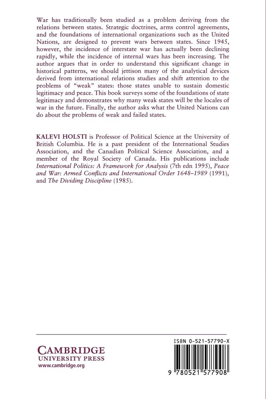 Rückseite: 9780521577908 | The State, War, and the State of War | Kalevi J. Holsti (u. a.) | Buch