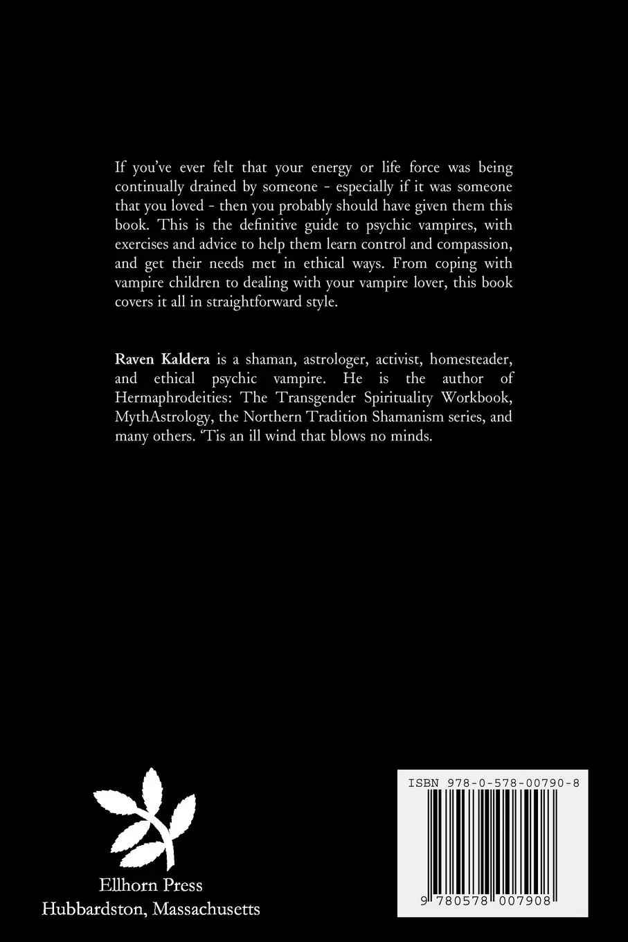 Rückseite: 9780578007908 | The Ethical Psychic Vampire | Raven Kaldera | Taschenbuch | Englisch