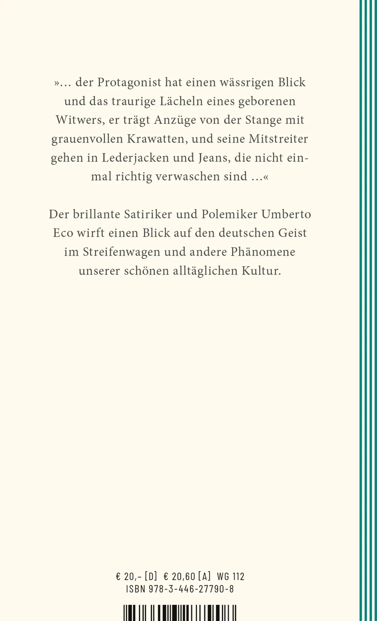 Bild: 9783446277908 | Derrick oder die Leidenschaft für das Mittelmaß | Umberto Eco | Buch