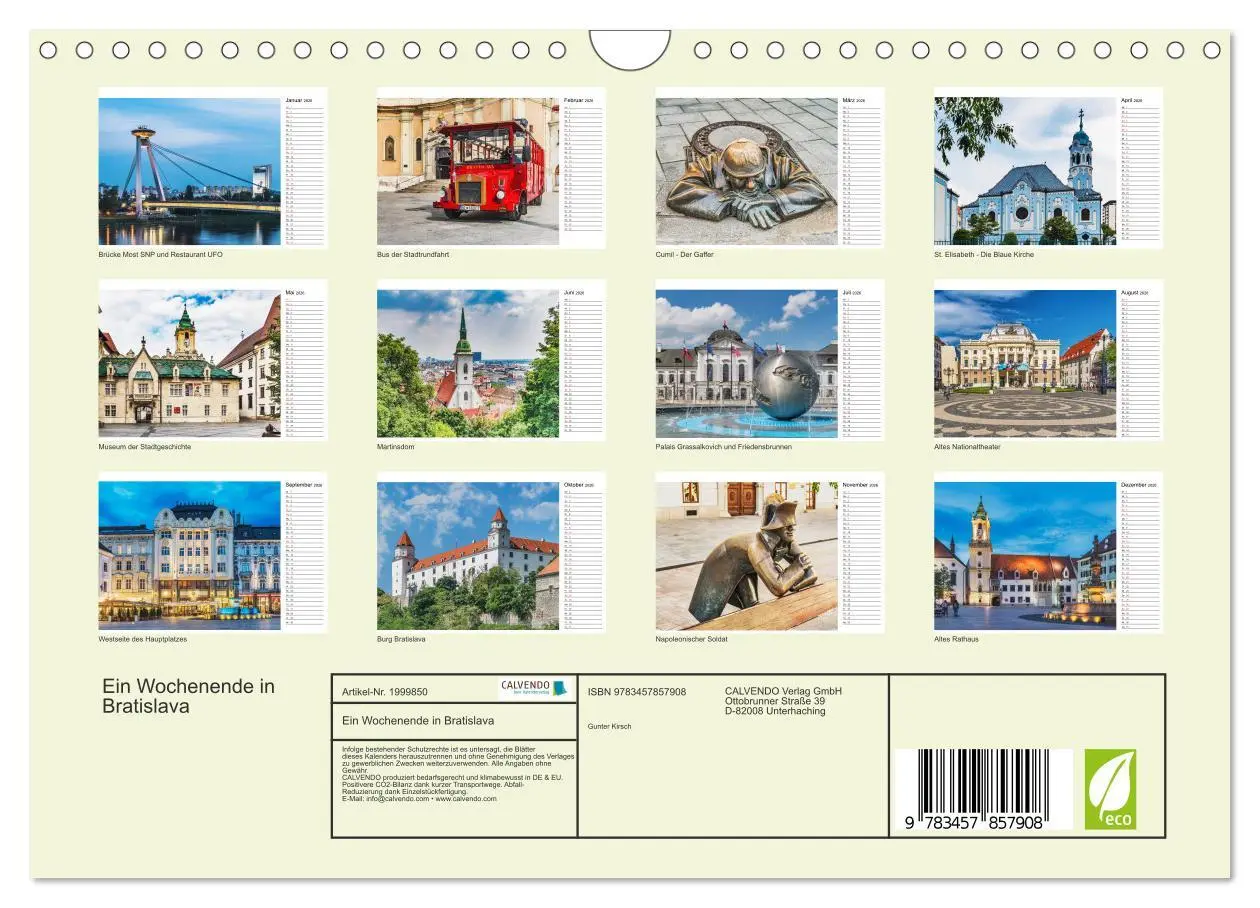Bild: 9783457857908 | Ein Wochenende in Bratislava (Wandkalender 2026 DIN A4 quer),...