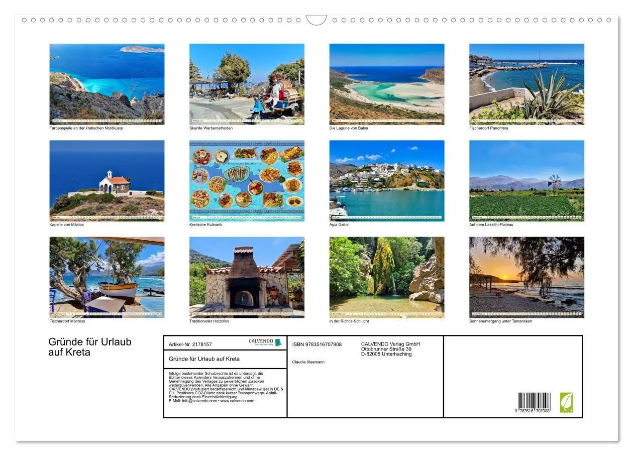 Bild: 9783516707908 | Gründe für Urlaub auf Kreta (Wandkalender 2026 DIN A2 quer),...