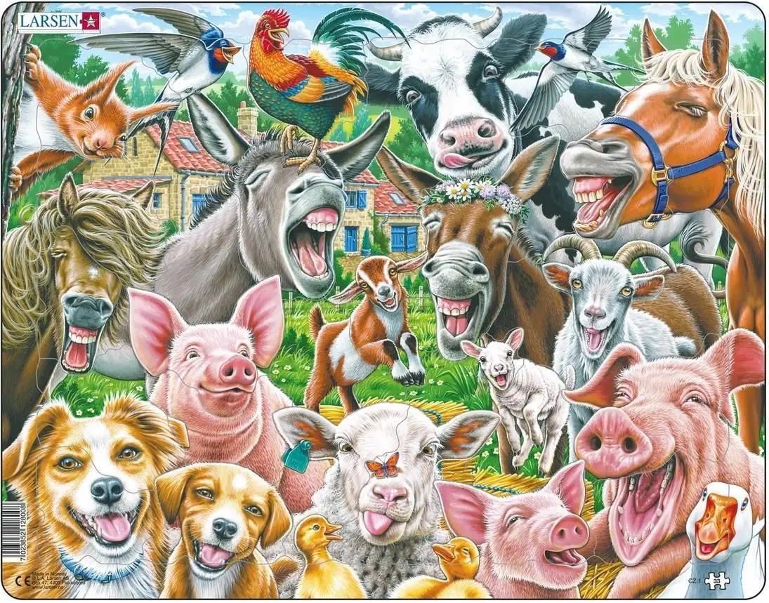 Cover: 7023852128008 | Puzzle - Bauernhoftiere (Selfie/Gruppenbild) | Spiel | 2024 | Larsen
