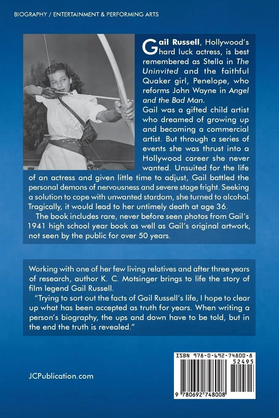 Rückseite: 9780692748008 | Gail Russell | A biography of an actress | K. C Motsinger | Buch